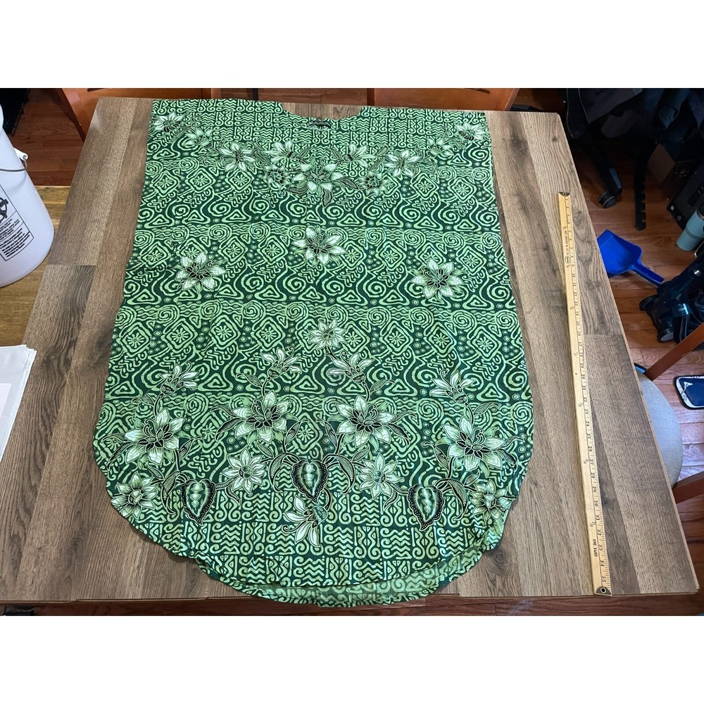 Batik Kencana Ungu Dress, Womens One Size? Green White Black, Floral, Aztec
